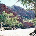 AUS NT OrmistonGorge 2001JUL11 003  The National Park measures 4655 hectares or 11500 acres and takes several hours to stroll around explore properly. : 2001, 2001 The "Gruesome Twosome" Australian Tour, Australia, Date, July, Month, NT, Ormiston Gorge, Places, Trips, Western MacDonnells, Year